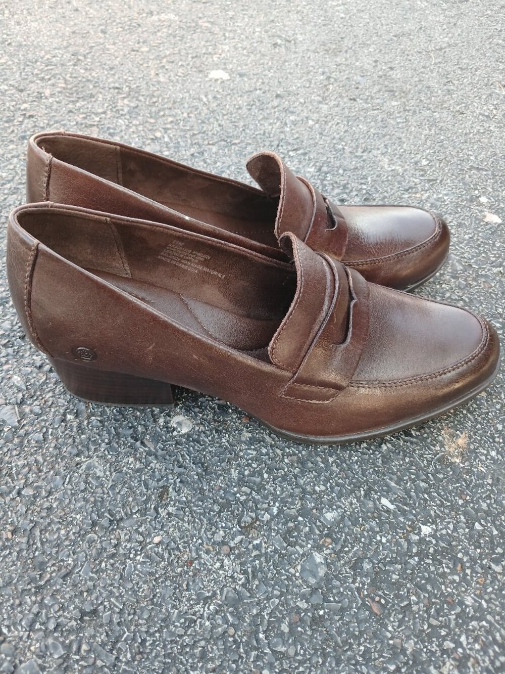 Born Women's Kasi Heeled Penny Loafers Leather Brown Size 11M - Picture 2 of 6